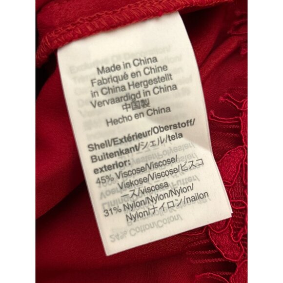 J Crew Red Lace Sleeveless Blouse Ruffle Collar Elegant Feminine Romantic Small - Picture 5 of 7